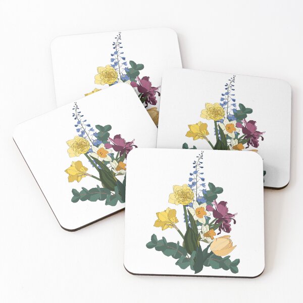 Item preview, Hand drawn illustration of a beautiful daffodils and tulips flowers bouquet. designed and sold by MatyKotiv.
