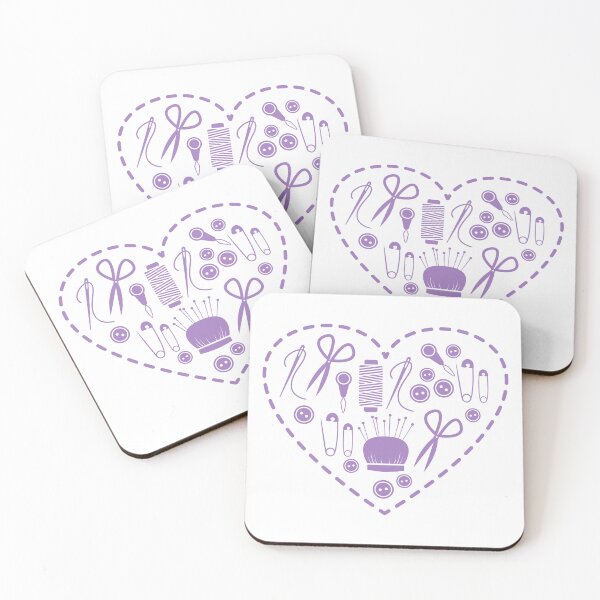 Item preview, Heart shaped sewing kit in lavender color designed and sold by MarleinWinter.