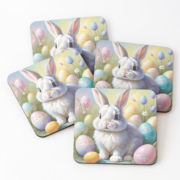 Item preview, Colorful Festive Easter Eggs Easter Bunny Spring Flowers Version 14 designed and sold by DreamingAwake1.