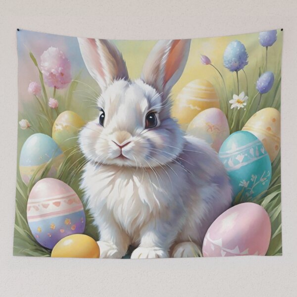 Item preview, Colorful Festive Easter Eggs Easter Bunny Spring Flowers Version 14 designed and sold by DreamingAwake1.