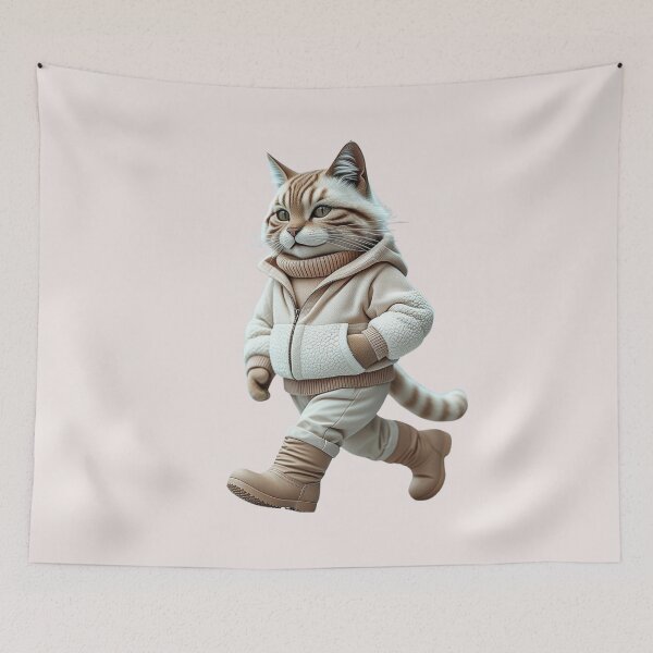 Item preview, Beige Monochrome Winter Cat designed and sold by PeggyMacStudio.