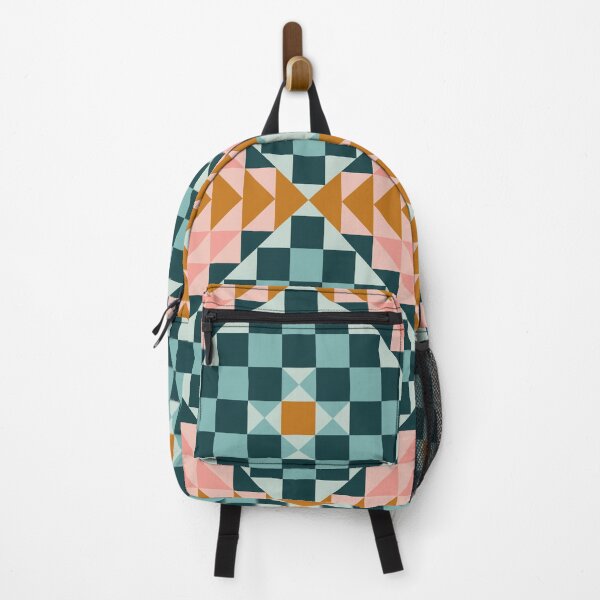 Item preview, Vintage Inspired Geometric Quilt Pattern with pink and blue Accents designed and sold by BlueLela.