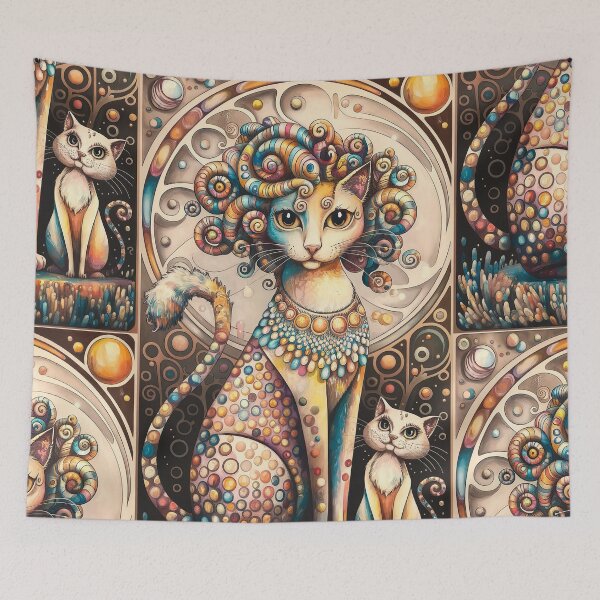 Item preview, Cat Mother Colored Abstract Vintage Zentangle Art designed and sold by Witty Shirts.