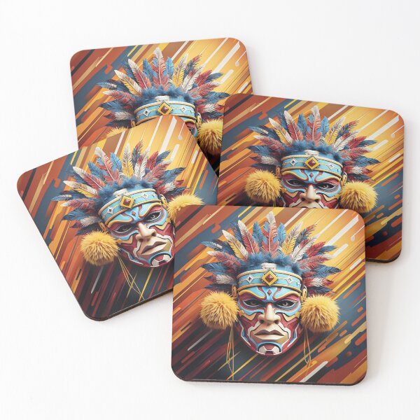 Item preview, Living tribal masks with feather hoods designed and sold by Sigtrix.