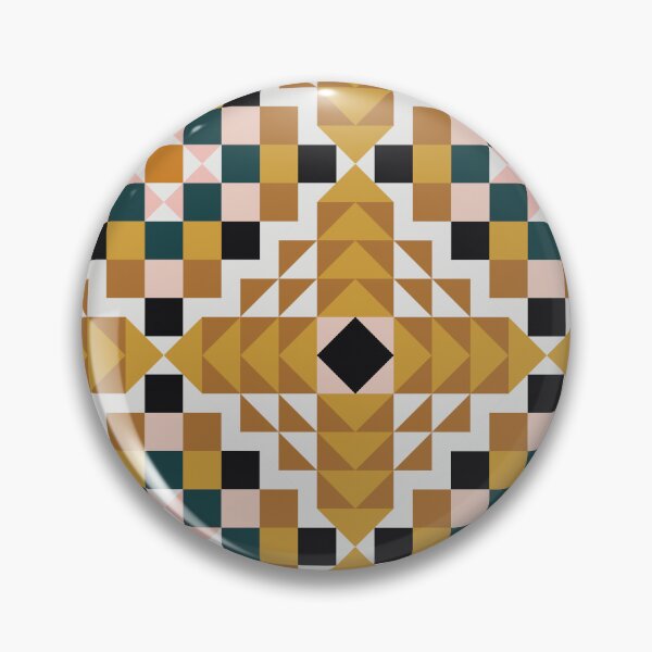 Item preview, Vintage inspired Geometric Quilt Pattern with yellow Accents designed and sold by BlueLela.
