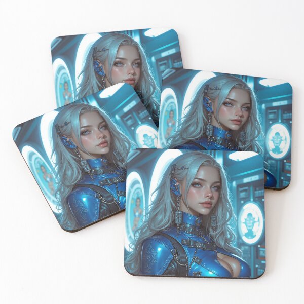 Item preview, Cybernetic warrior with a sleek, futuristic blue metallic suit designed and sold by Giuseppe Cammino.