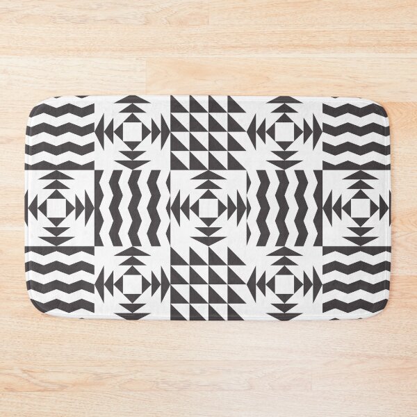 Item preview, Vintage Inspired Geometric Quilt Pattern Monochrome Gray and White designed and sold by BlueLela.