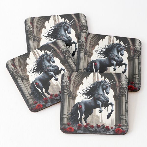 Item preview, Scary Unicorn in a Dark Place with Red Roses designed and sold by ZEPHYR_LABEL.