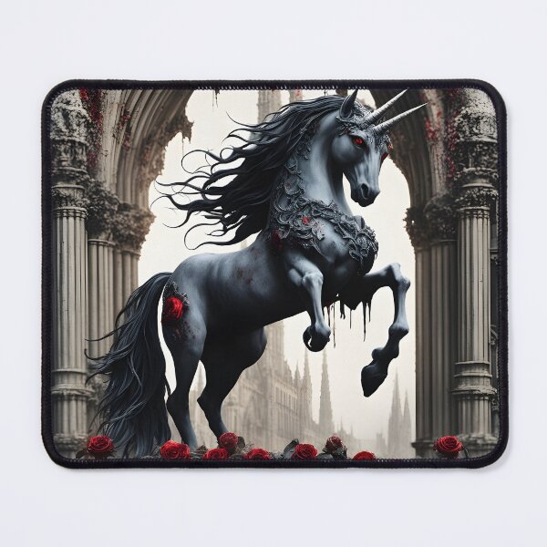 Item preview, Scary Unicorn in a Dark Place with Red Roses designed and sold by ZEPHYR_LABEL.