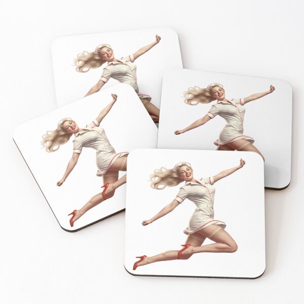 Aperçu de l'œuvre Happy Nurse Blonde Pinup Girl créée et vendue par Pinups Galore Co..