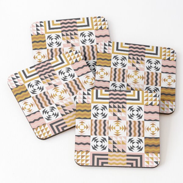 Item preview, Retro Inspired Geometric Quilt Pattern In pastel Colors designed and sold by BlueLela.