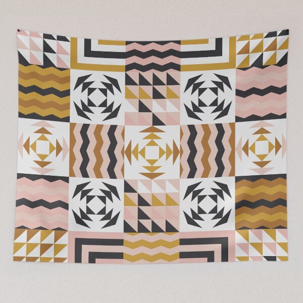 Item preview, Retro Inspired Geometric Quilt Pattern In pastel Colors designed and sold by BlueLela.