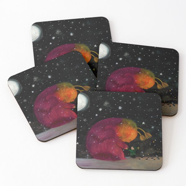 Item preview, Whimsical Night Encounter - Glowing Creature & Child Under the Stars - Illustration Jemma Jamie Skidmore  designed and sold by Jemma Jamie Skidmore.