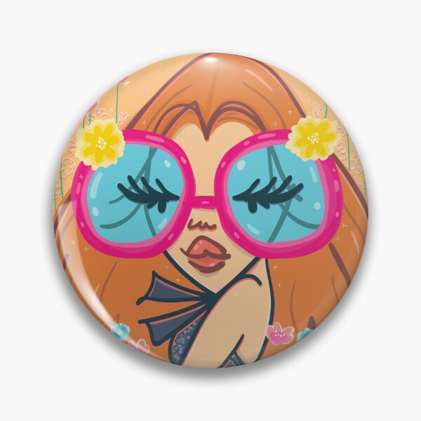 Item preview, Glamorous Girl with Voluminous Hair and Pink Sunglasses designed and sold by MarinaBH.