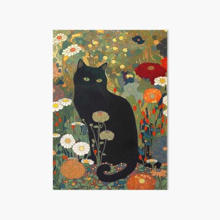 Aperçu de l'œuvre Impression d’art de chat, Gustav Klimt, Chat noir dans un jardin L’ORIGINAL ! créée et vendue par MamboArt.
