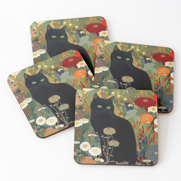 Item preview, Cat Art Print, Gustav Klimt, Black Cat In A Garden THE ORIGINAL! designed and sold by MamboArt.