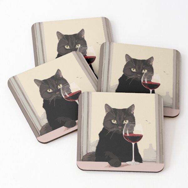 Item preview, Black Cat With Glass Of Wine  designed and sold by MamboArt.