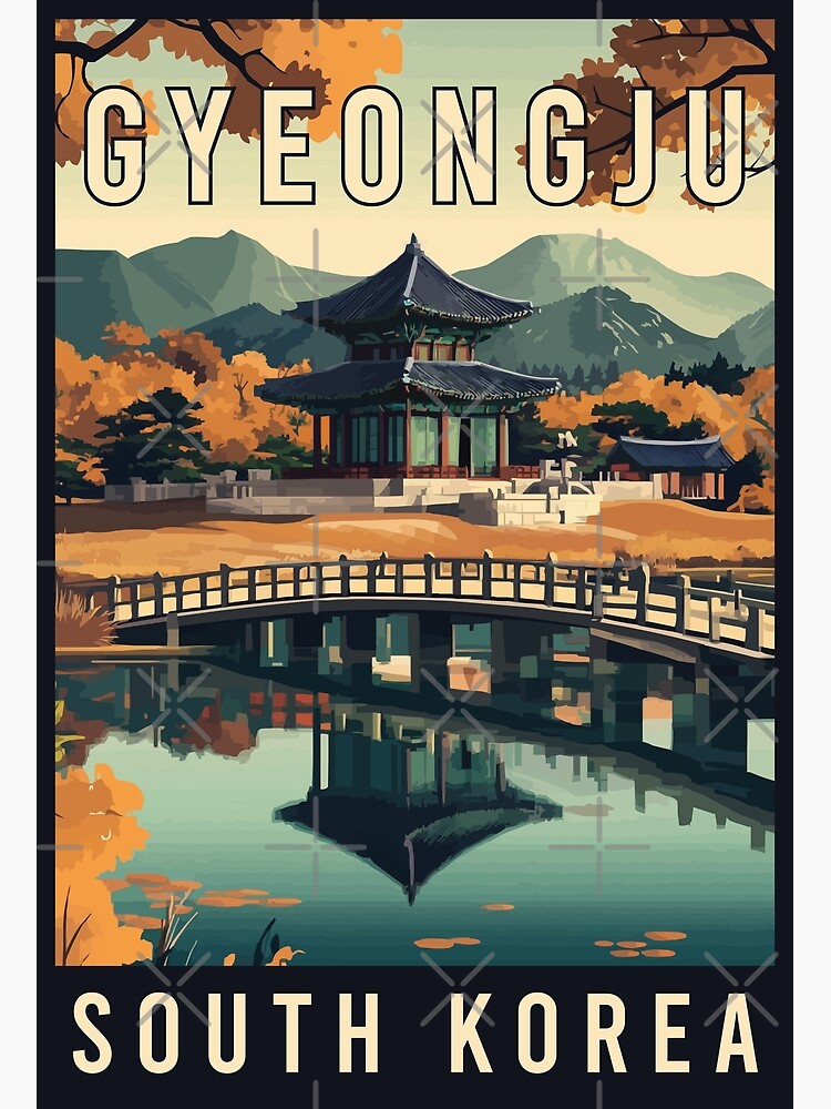 Thumbnail 2 of 2, Greeting Card, Discover The Ancient City of Gyeongju in South Korea - Travel Art designed and sold by turtlestart.