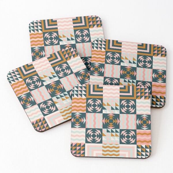 Item preview, Retro Inspired Geometric Quilt Pattern Colorful designed and sold by BlueLela.