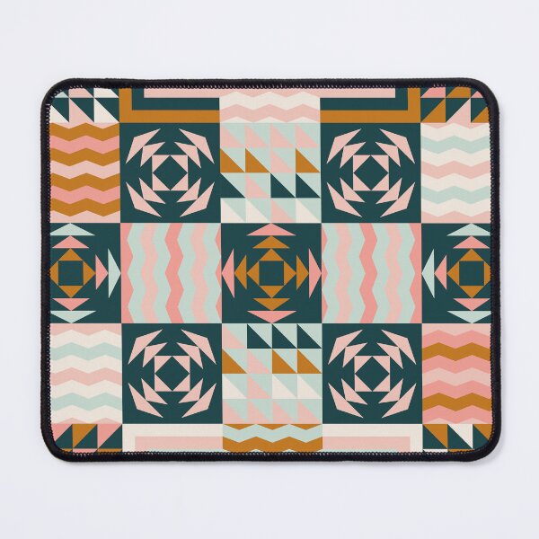 Item preview, Retro Inspired Geometric Quilt Pattern Colorful designed and sold by BlueLela.