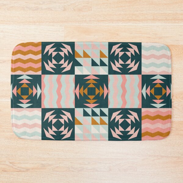 Item preview, Retro Inspired Geometric Quilt Pattern Colorful designed and sold by BlueLela.