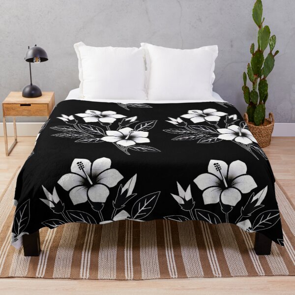 Item preview, Minimalist black and white hibiscus flower pattern for Pattern designed and sold by Audrey Janvier | AJD.