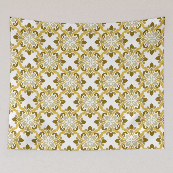 Item preview, Ikat vintage gold and brown flower seamless pattern. designed and sold by RIYA SIRI.