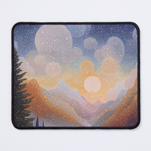 Item preview, Winter Mountain Valley in Pointillist Style designed and sold by Moisky Art.