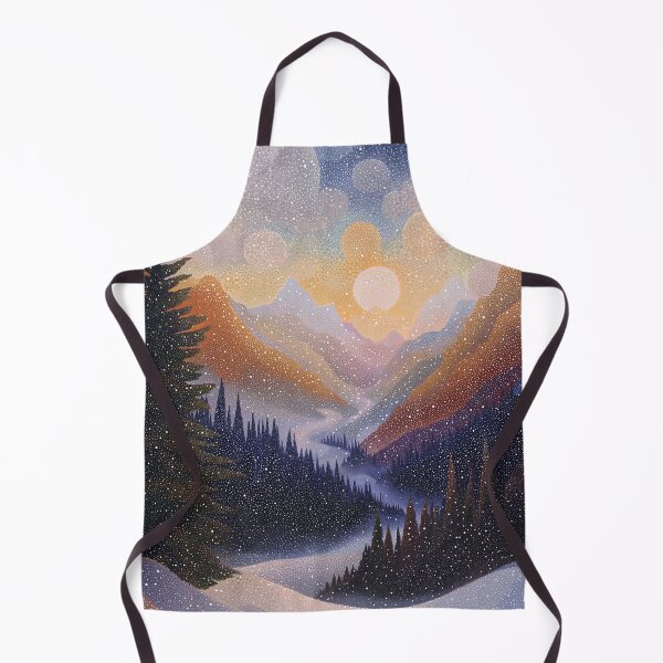 Item preview, Winter Mountain Valley in Pointillist Style designed and sold by Moisky Art.