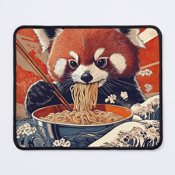 Item preview, Red Panda eating ramen - Japanese Art designed and sold by Gaviani Design Studio.