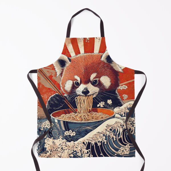 Item preview, Red Panda eating ramen - Japanese Art designed and sold by Gaviani Design Studio.