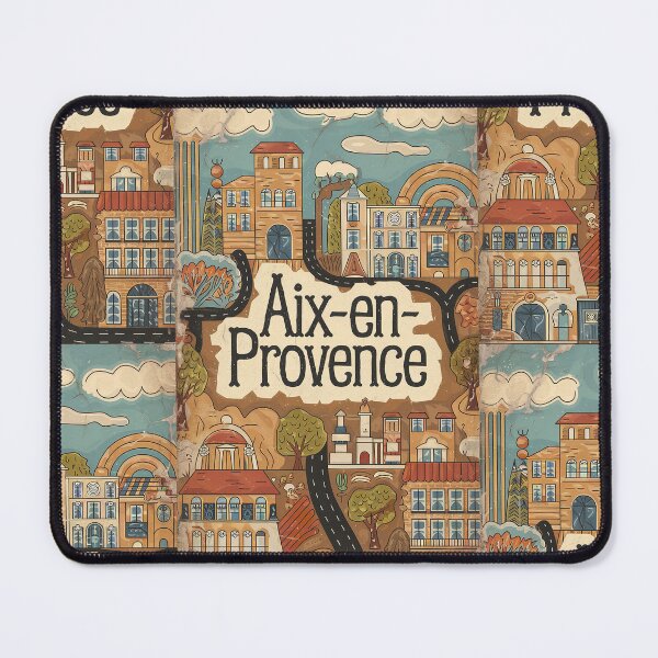 Item preview, Vintage Aix-en-Provence City of France Whimsical Retro Doodle Typography Art designed and sold by Witty Shirts.
