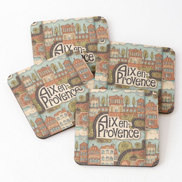 Item preview, Vintage Aix-en-Provence City of France Whimsical Retro Doodle Typography Art designed and sold by Witty Shirts.
