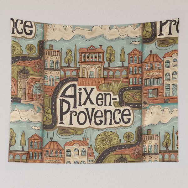 Item preview, Vintage Aix-en-Provence City of France Whimsical Retro Doodle Typography Art designed and sold by Witty Shirts.