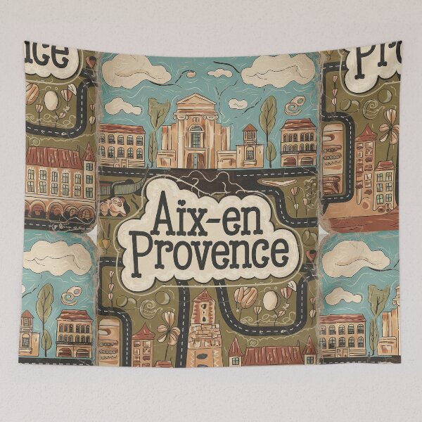 Item preview, Vintage Aix-en-Provence City of France Whimsical Retro Doodle Typography Art designed and sold by Witty Shirts.