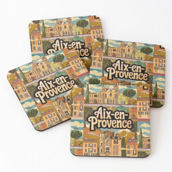 Item preview, Vintage Aix-en-Provence City of France Whimsical Retro Doodle Typography Art designed and sold by Witty Shirts.