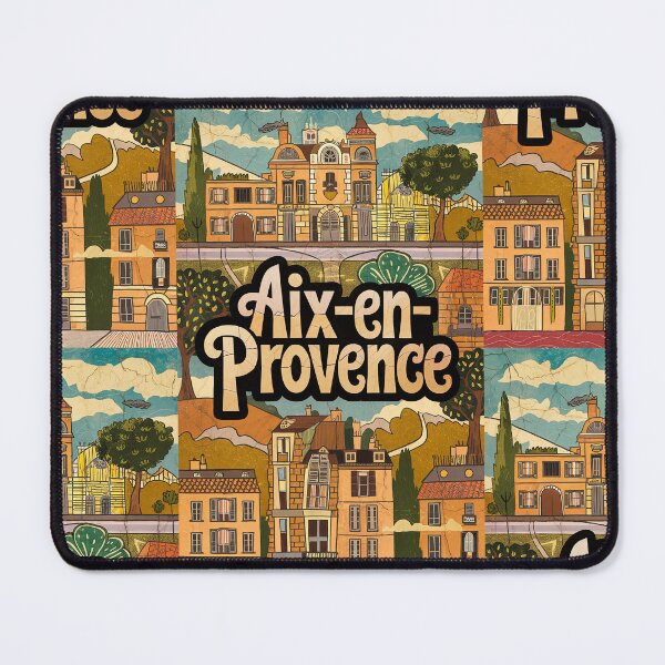 Item preview, Vintage Aix-en-Provence City of France Whimsical Retro Doodle Typography Art designed and sold by Witty Shirts.