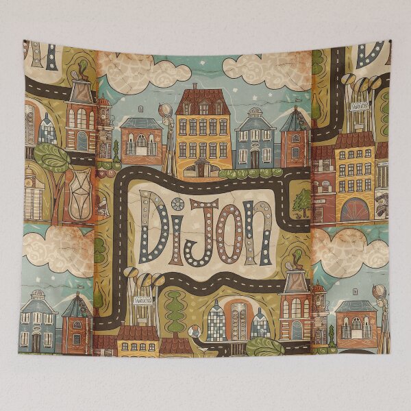 Item preview, Vintage Dijon City of France Whimsical Retro Doodle Typography Art designed and sold by Witty Shirts.