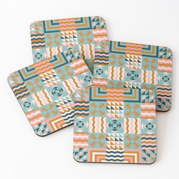 Item preview, Retro Inspired Geometric Quilt Pattern With Pastel Colors designed and sold by BlueLela.