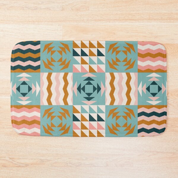 Item preview, Retro Inspired Geometric Quilt Pattern With Pastel Colors designed and sold by BlueLela.