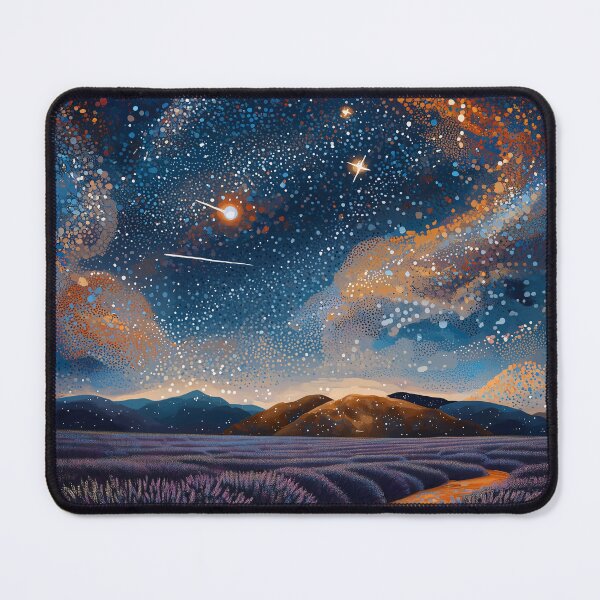 Item preview, Starry Lavender Field in Pointillist Style designed and sold by Moisky Art.