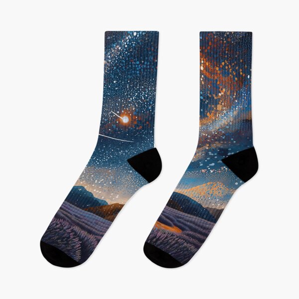 Item preview, Starry Lavender Field in Pointillist Style designed and sold by Moisky Art.