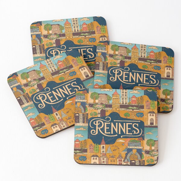 Item preview, Vintage Rennes City of France Whimsical Retro Doodle Typography Art designed and sold by Witty Shirts.