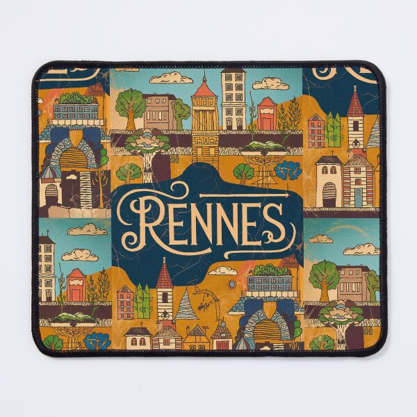 Item preview, Vintage Rennes City of France Whimsical Retro Doodle Typography Art designed and sold by Witty Shirts.