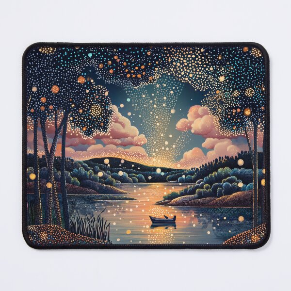 Item preview, Starry Night River in Pointillist Style designed and sold by Moisky Art.