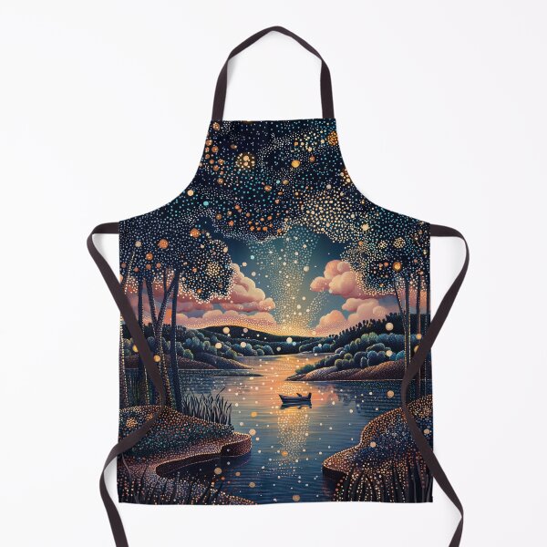 Item preview, Starry Night River in Pointillist Style designed and sold by Moisky Art.