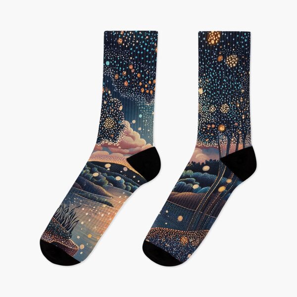 Item preview, Starry Night River in Pointillist Style designed and sold by Moisky Art.