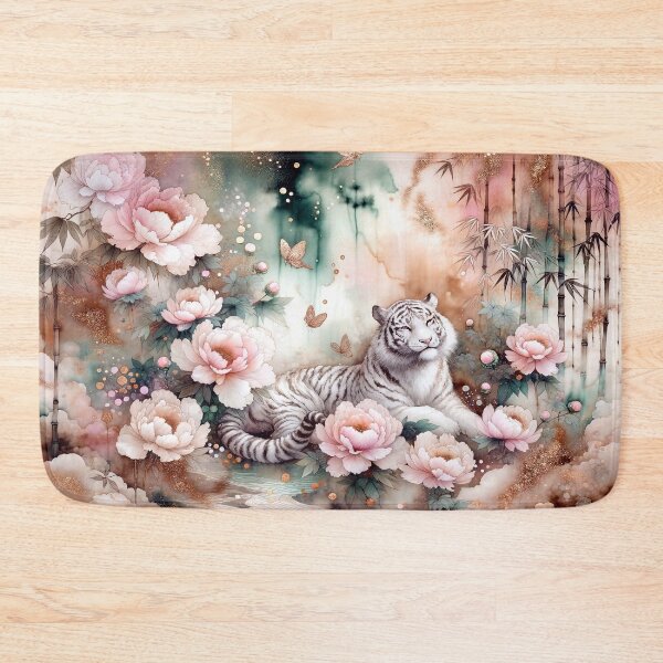 Item preview, White Tiger Among Peonies designed and sold by M-Y-A-R-T-.