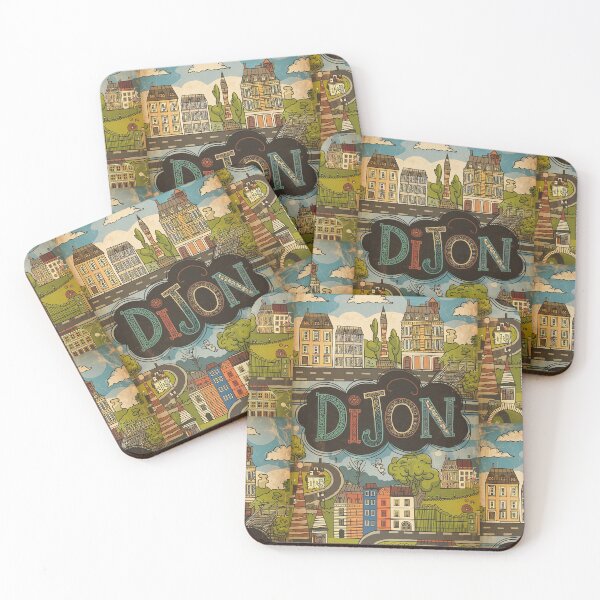 Item preview, Vintage Dijon City of France Whimsical Retro Doodle Typography Art designed and sold by Witty Shirts.