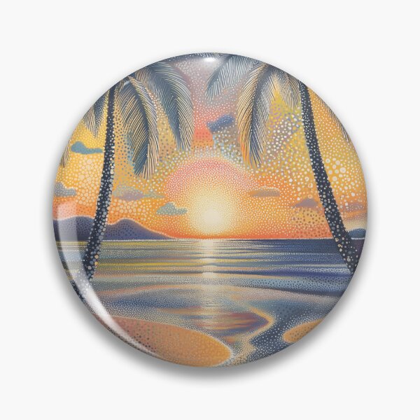 Item preview, Tropical Sunset in Pointillist Style designed and sold by Moisky Art.